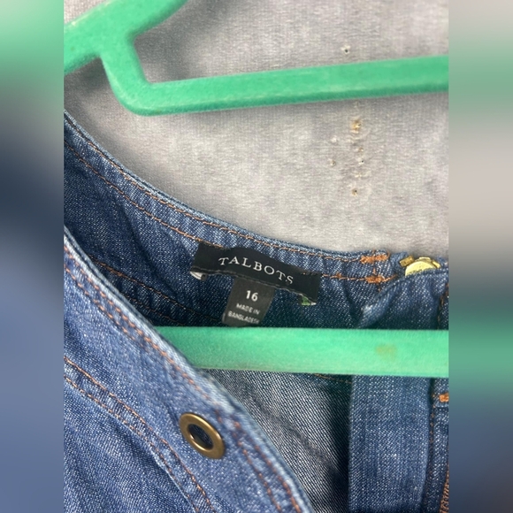 Talbots Denim Shift Dress Women Blue Chambray Lace Up Sleeveless Size 16 - Picture 4 of 10